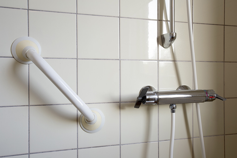 Image of shower and hand rail grab bar